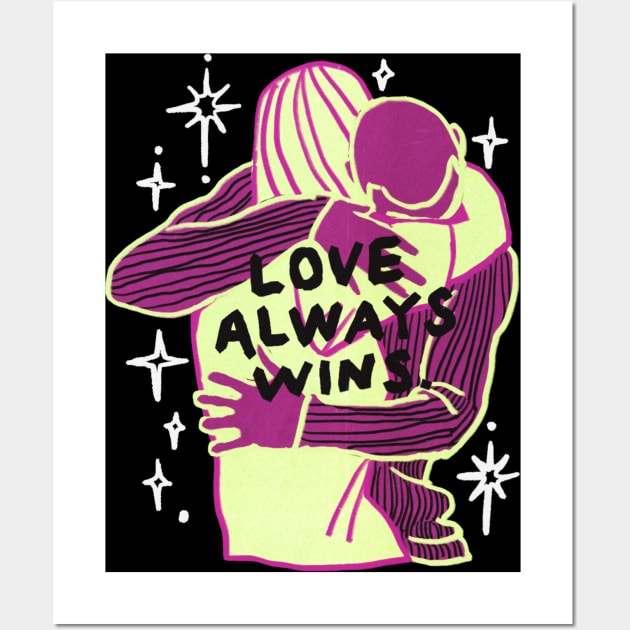 Love Always Wins (Dark) Wall Art by GOWAWA